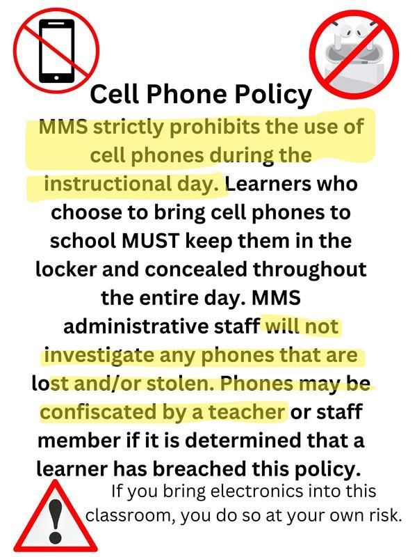 Cell phones are not allowed in class .